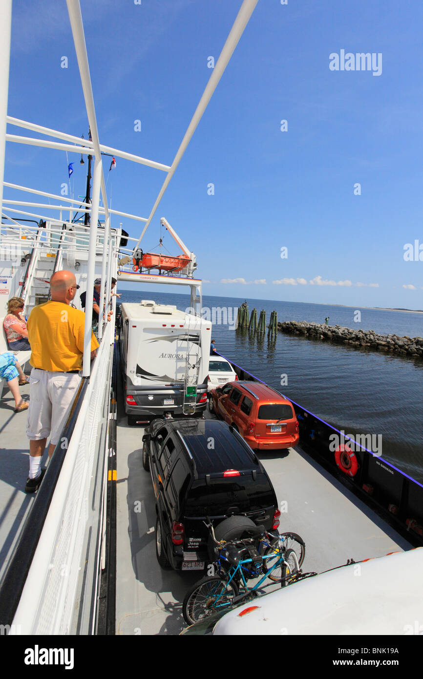 Passengers aboard the Cedar Island to Ocracoke Ferry, Pamlico Sound, North Carolina, USA Stock Photo