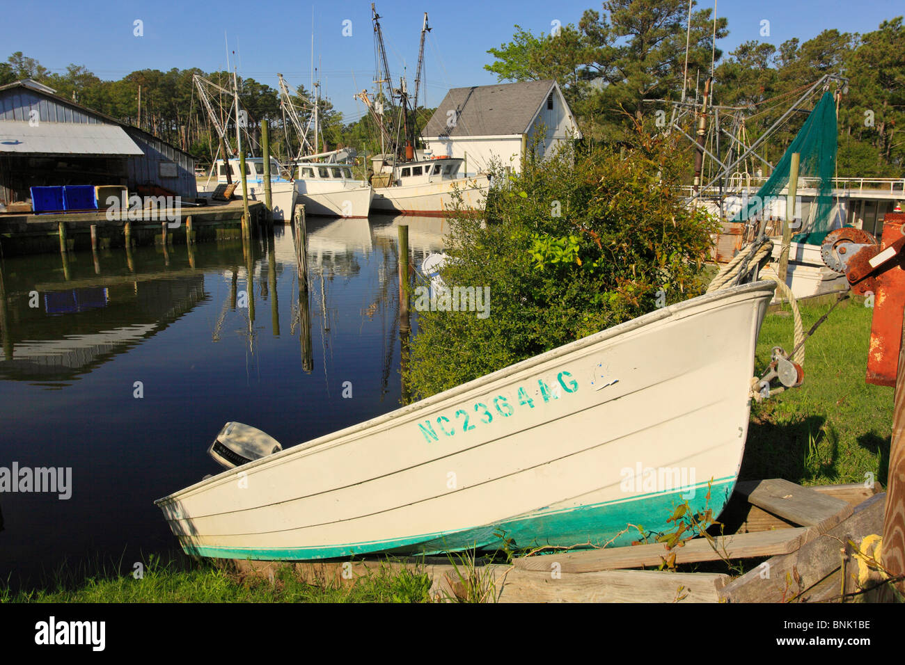 Fishing boats in harbor at Davis, North Carolina, USA Stock Photo Alamy