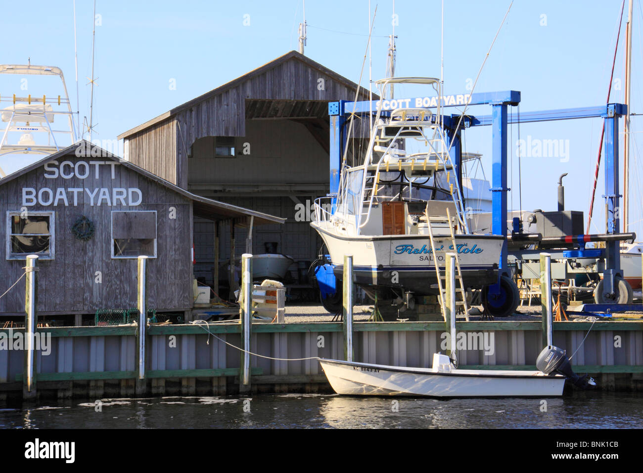 Boatyard at Frisco, North Carolina, USA Stock Photo
