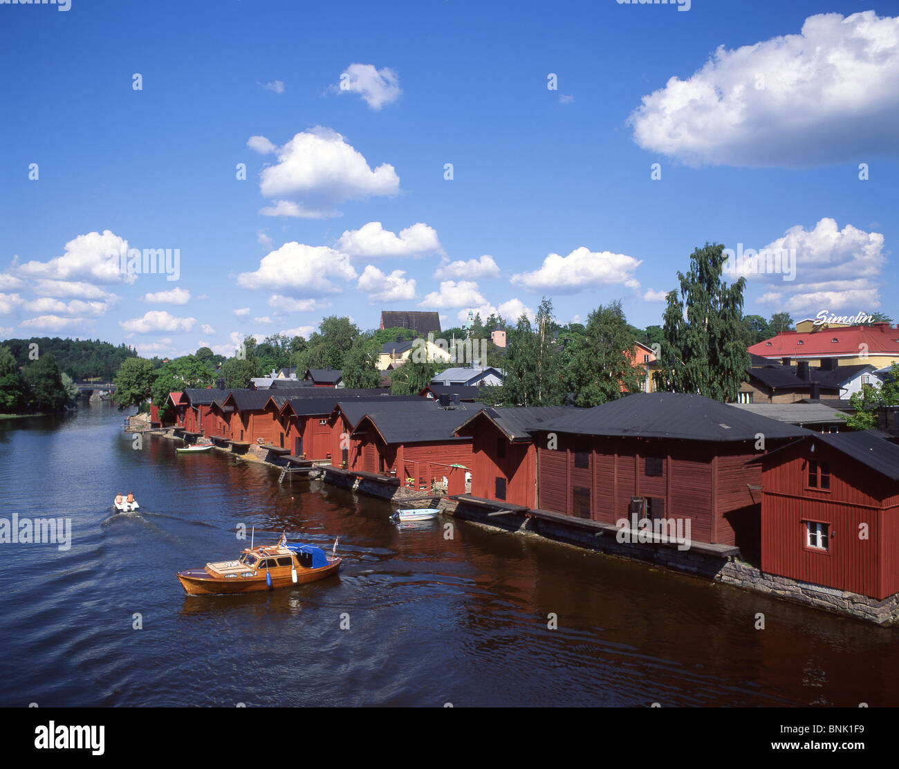 Wooden warehouse buildings on waterfront, Old Town, Porvoo, Uusimaa Region, Republic of Finland Stock Photo