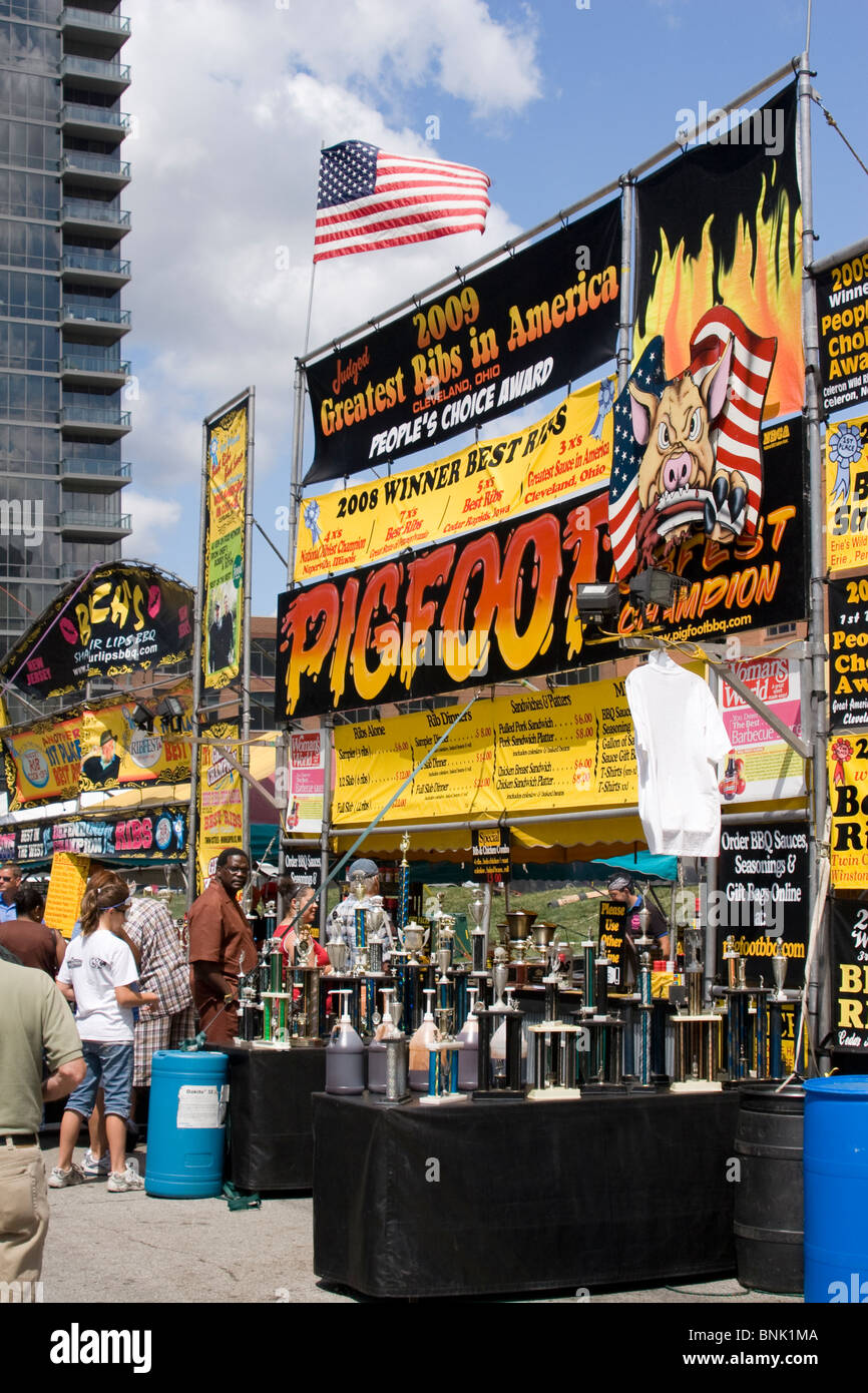 Ribs vendor booth. Jazz and Rib Fest. Columbus, Ohio, USA. Booth named
