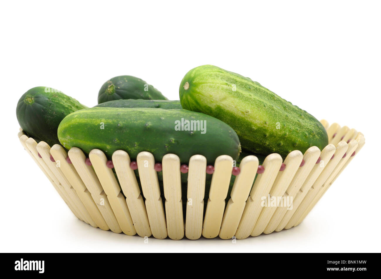 Basket of Cucumbers Stock Photo