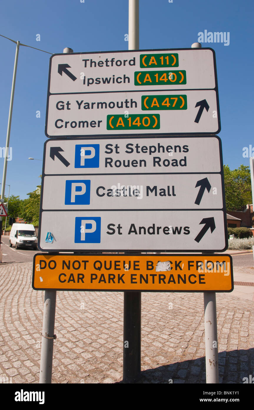 A road sign in the city centre in Norwich , Norfolk , England , Great