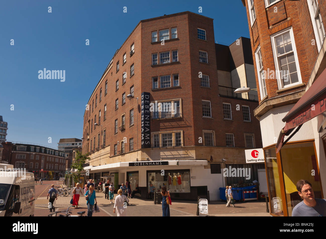 The Debenhams department shop store with shoppers in Norwich , Norfolk
