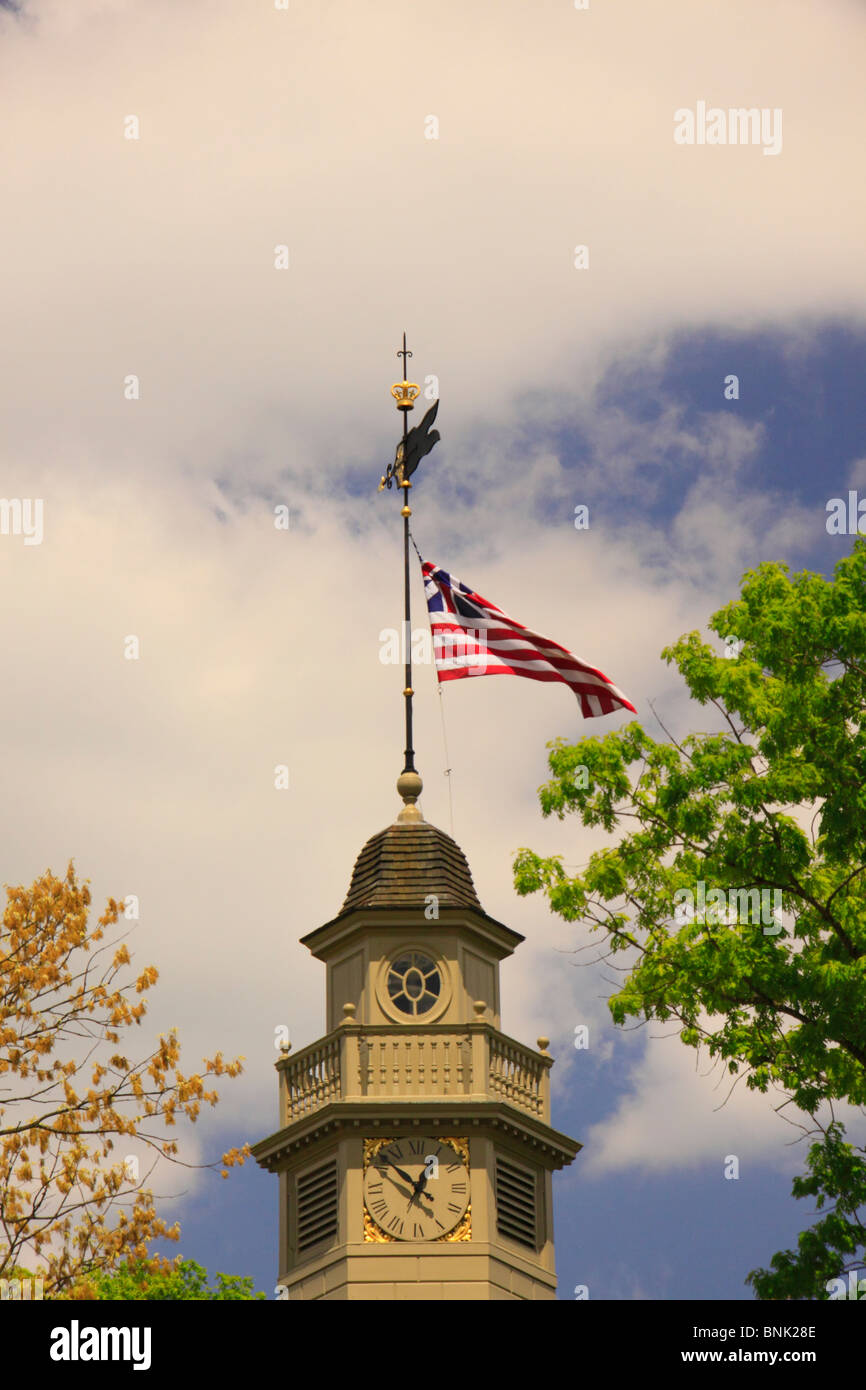 Colonial Clocktower Building Clocktower with flag on the Capitol Building in the Historic Area ...