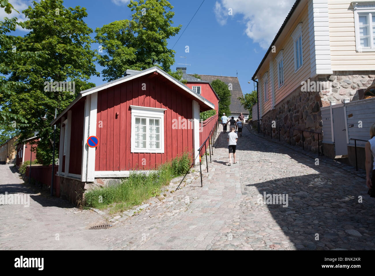 Street view in old town Porvoo Finland Stock Photo