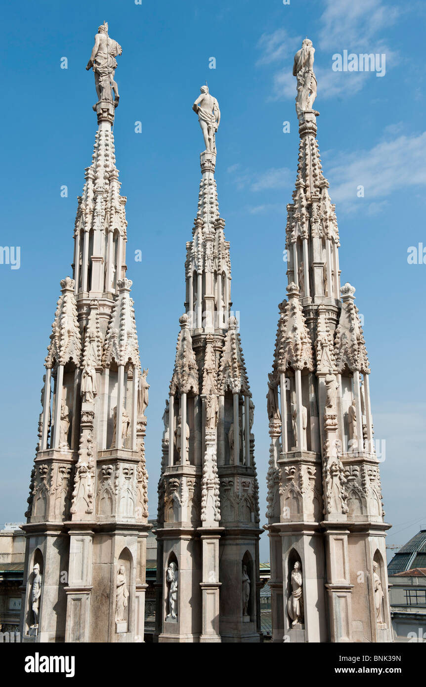 Spires and statues on top of Milan Cathedral, Italy Stock Photo Alamy