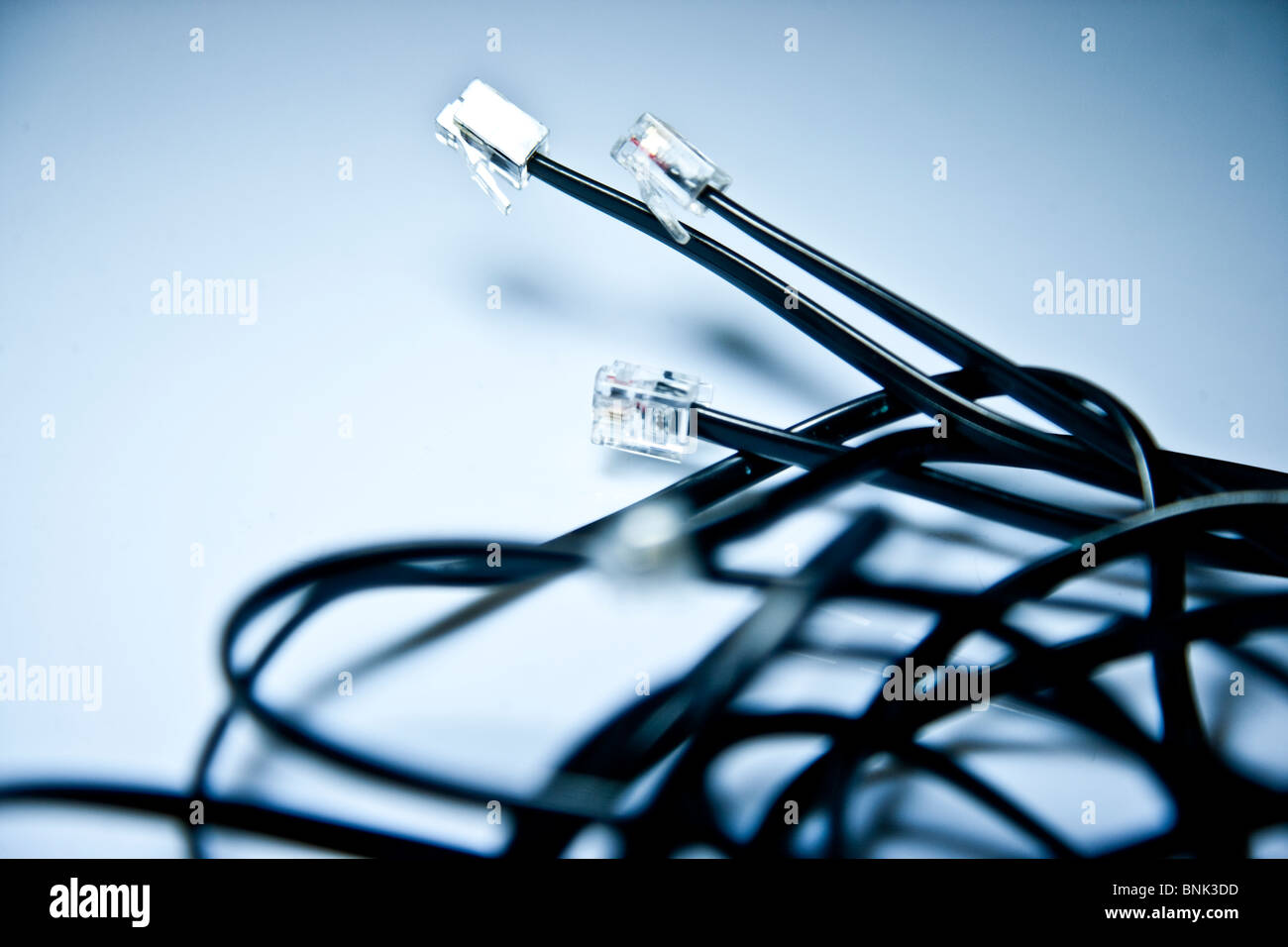 wired cable to adsl internet line up Stock Photo