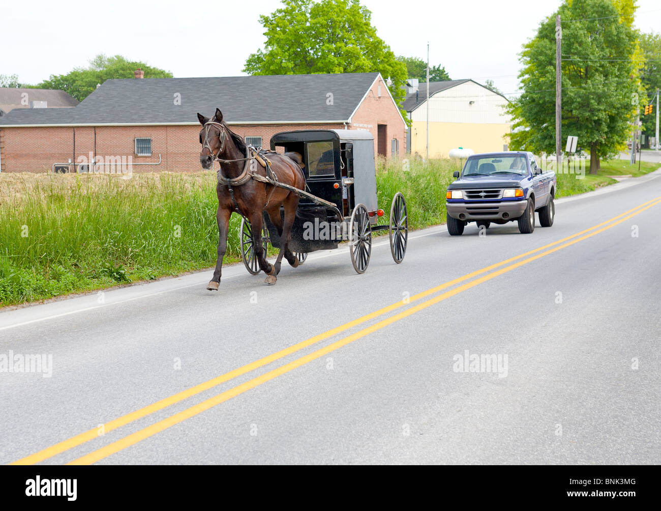 Horse and buggy in Amish Country, Lancaster, Pennsylvania Stock Photo
