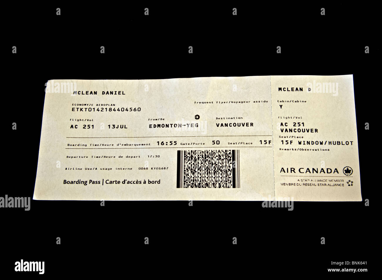 Plane ticket Stock Photo