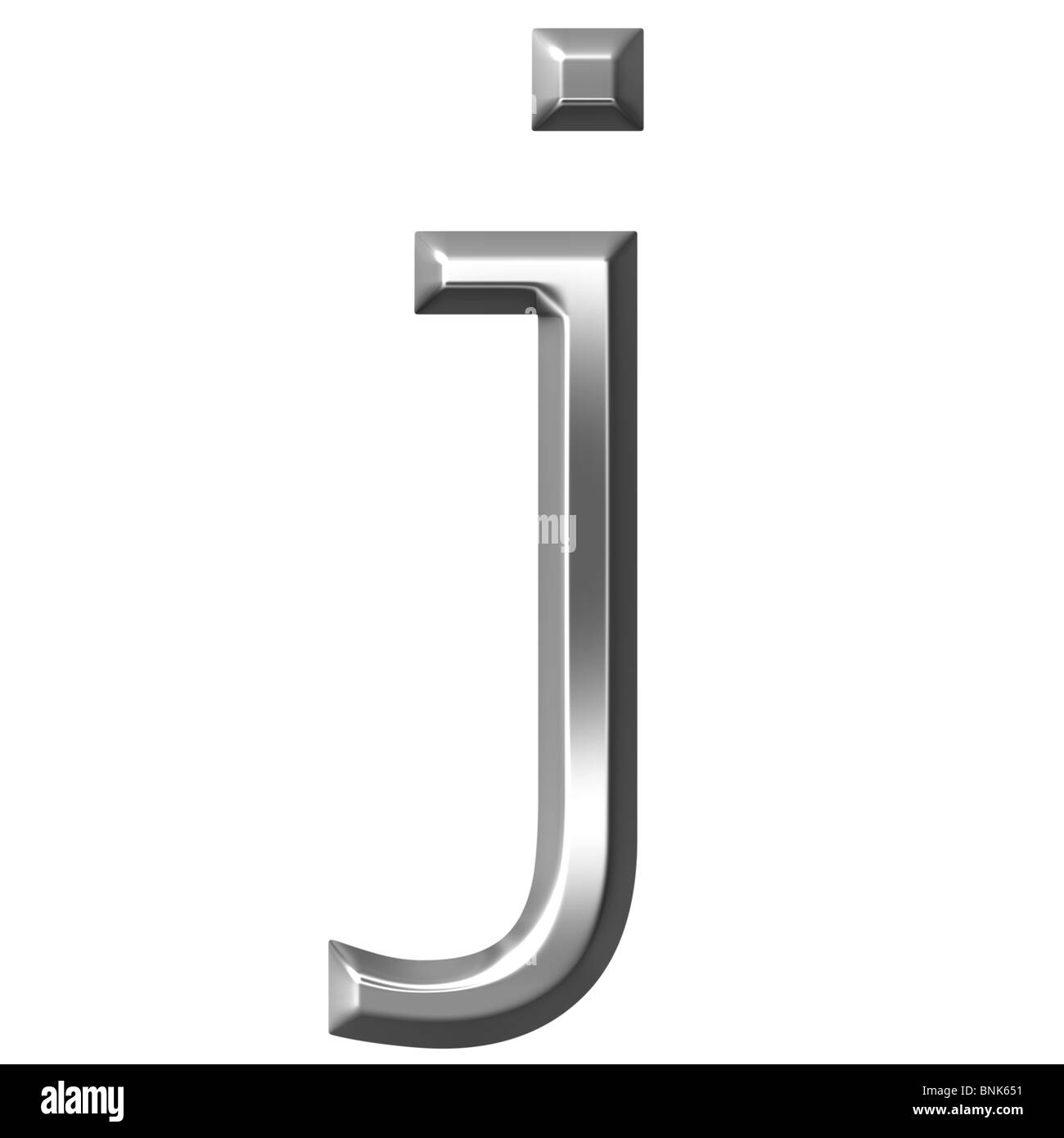 3d silver letter j Stock Photo