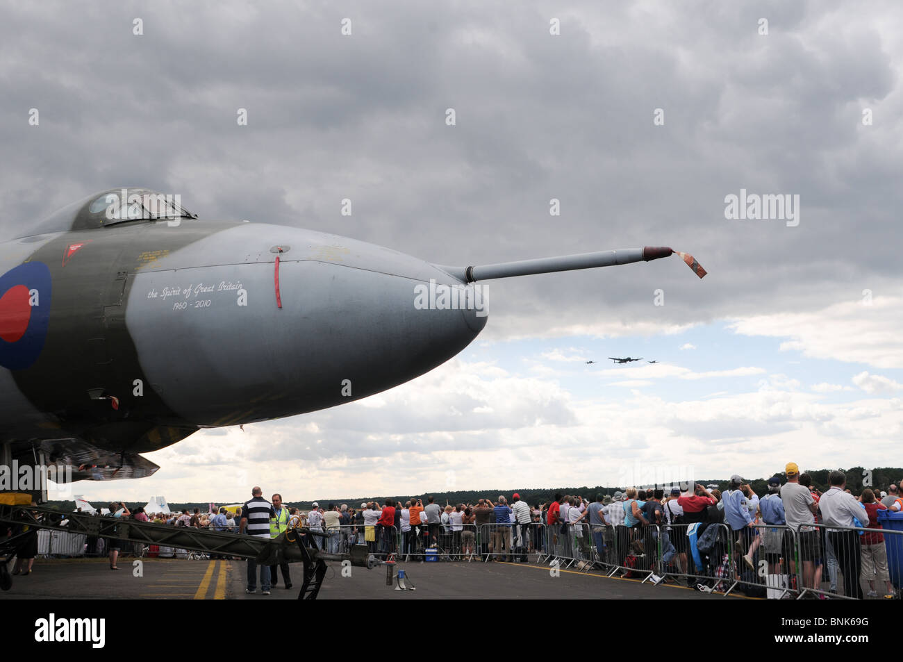 The Vulcan Bomber on static display at Farnborough International Airshow 2010 Stock Photo