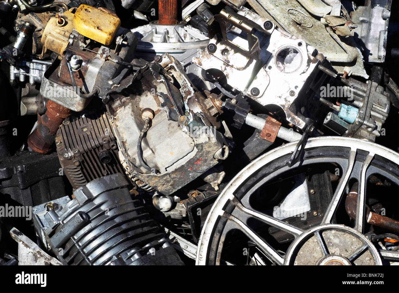 Collection of various engines for scrap metal recycling Stock Photo Alamy