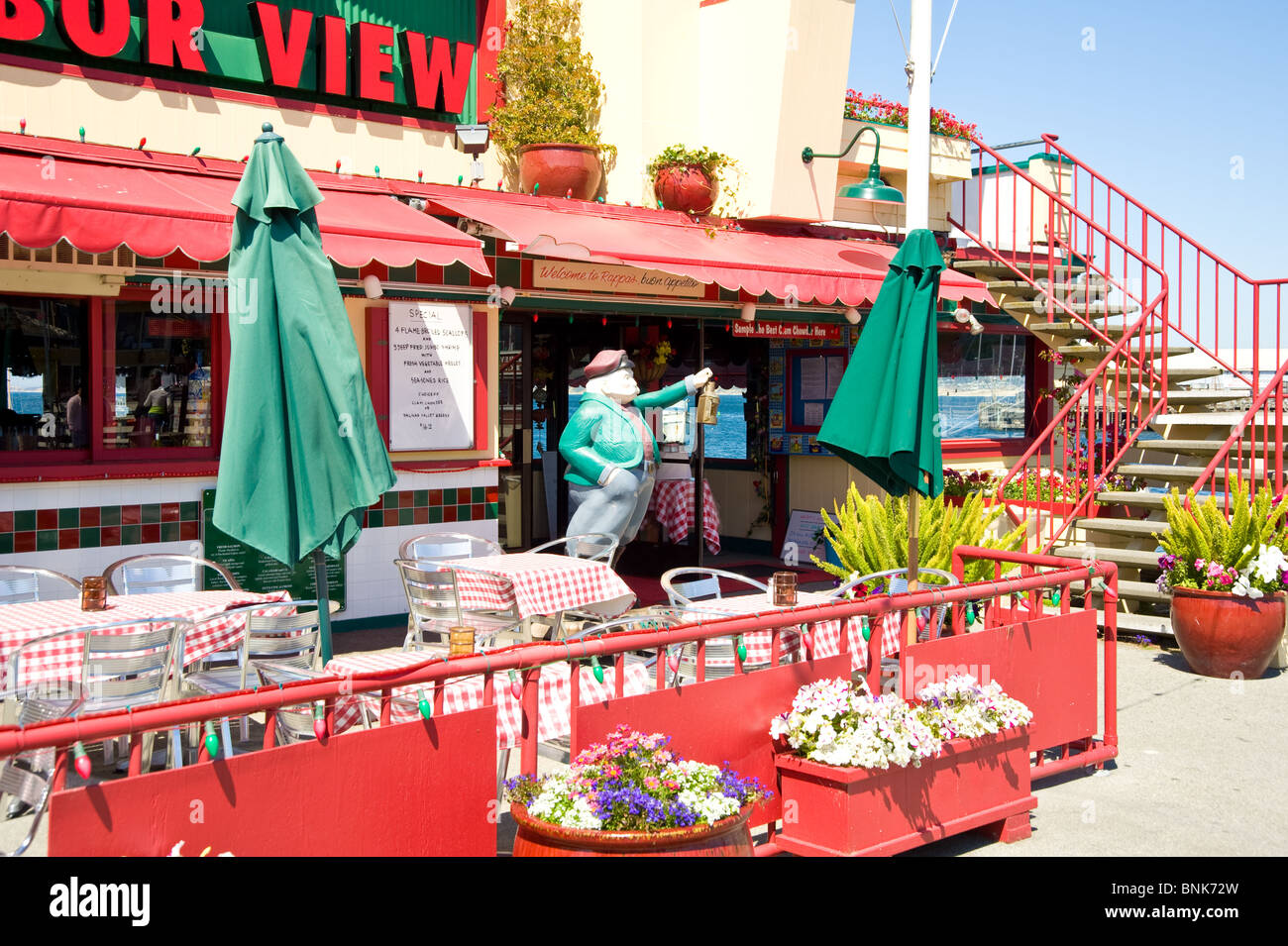 restaurant entrance menu at fisherman wharf Monterey California Stock Photo