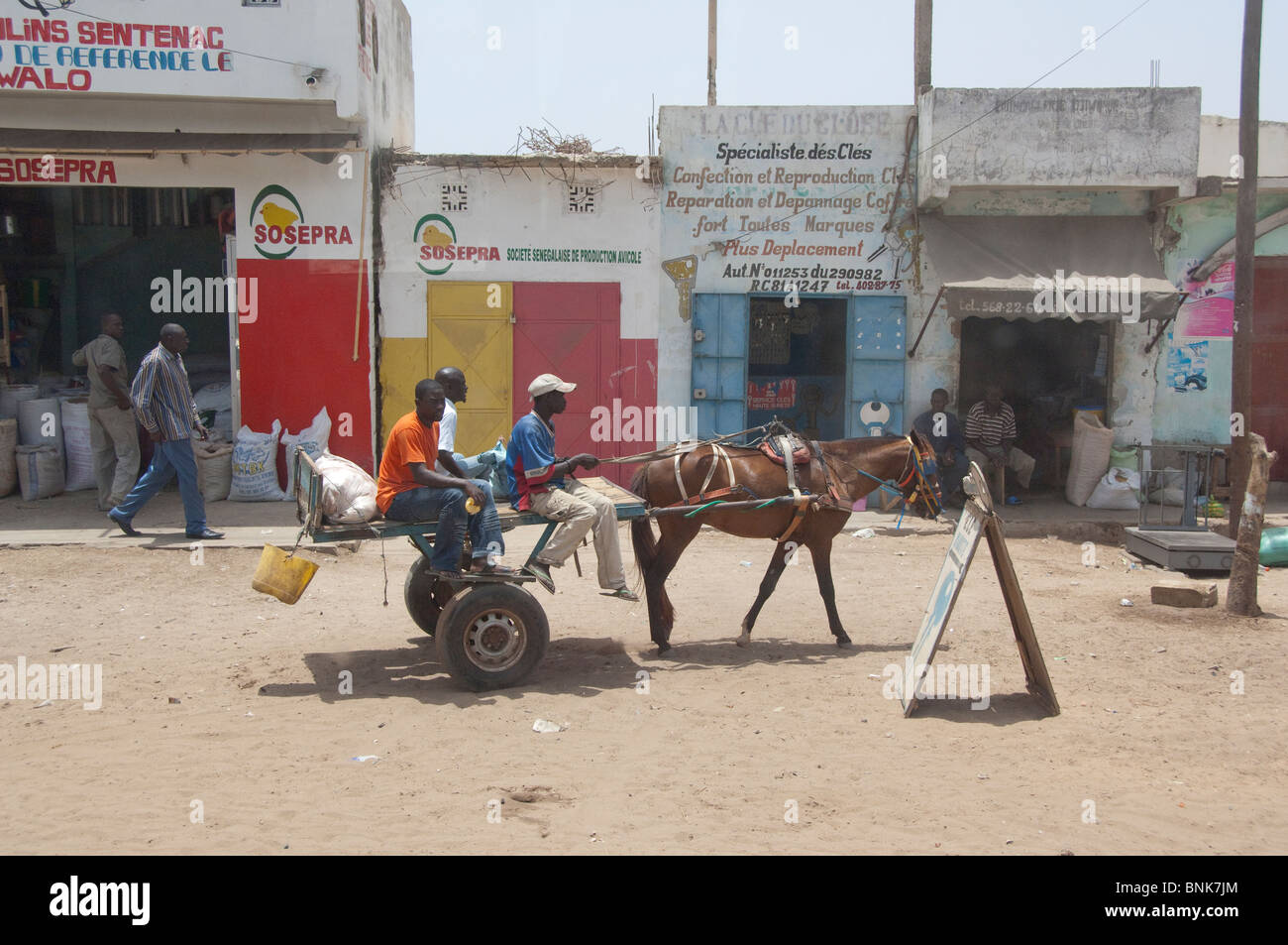 Africa, Senegal, Dakar. Capital city of Dakar. Typical horse cart. Stock Photo