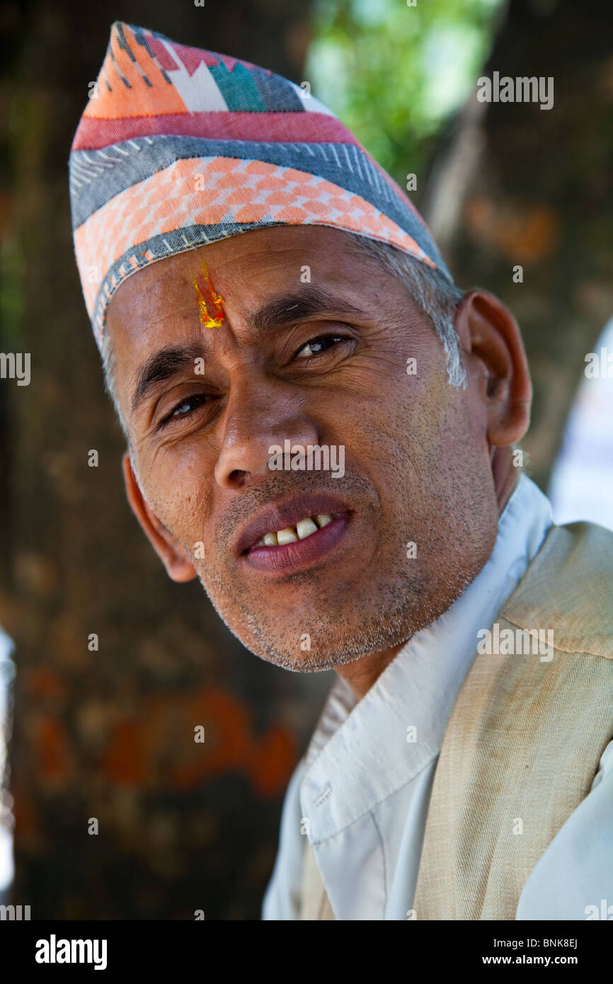 Tibetan man near Katmandu, Tibet Stock Photo