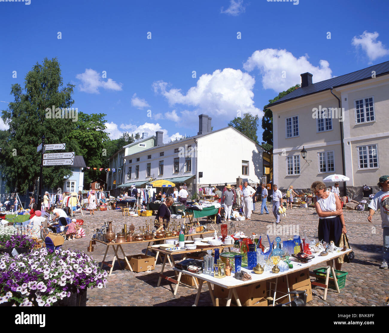 Outdoor market, Old Town, Porvoo, Uusimaa Region, Republic of Finland Stock Photo
