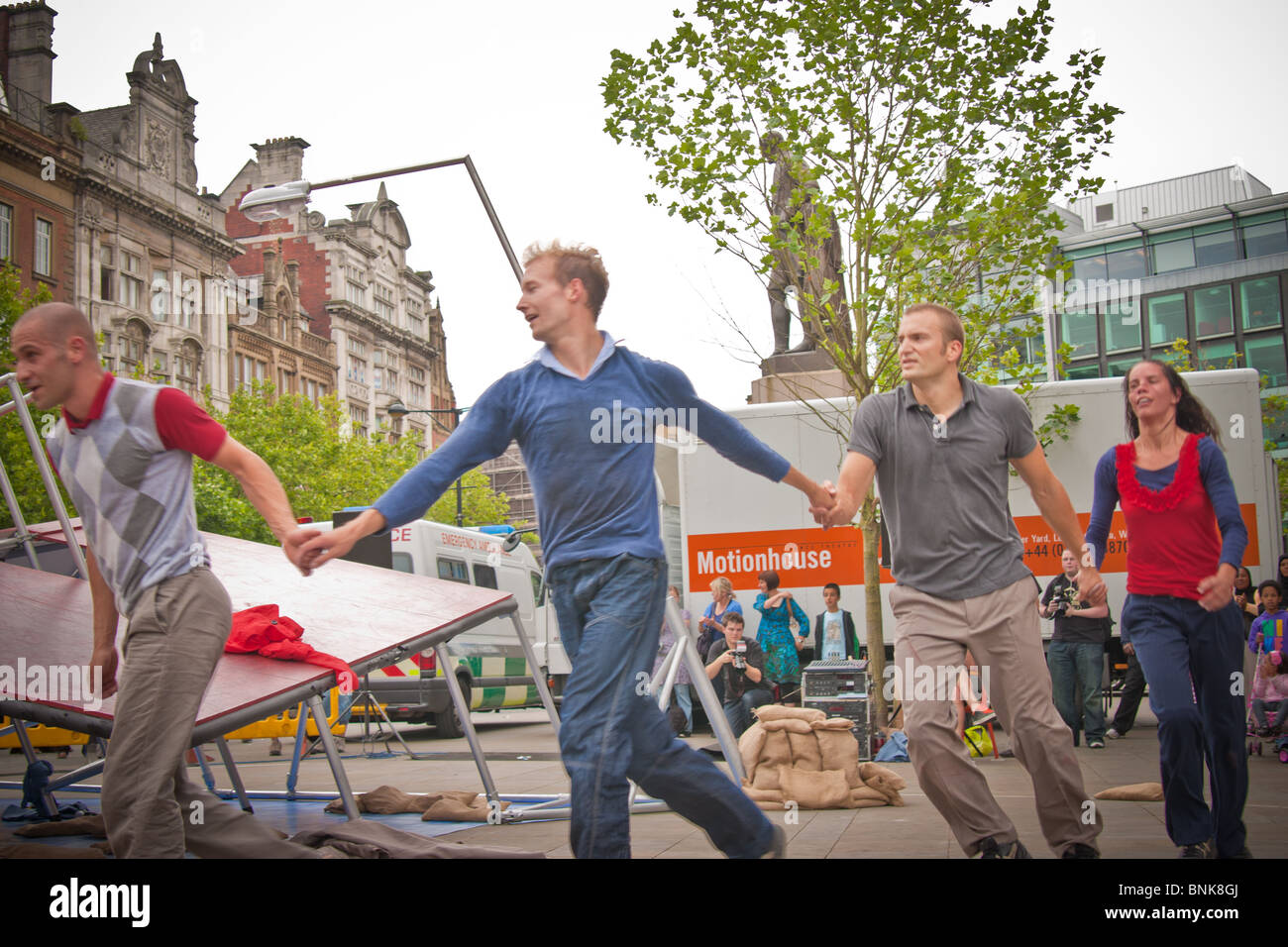 Motionhouse dance company performing 'Cascade' as part of the three