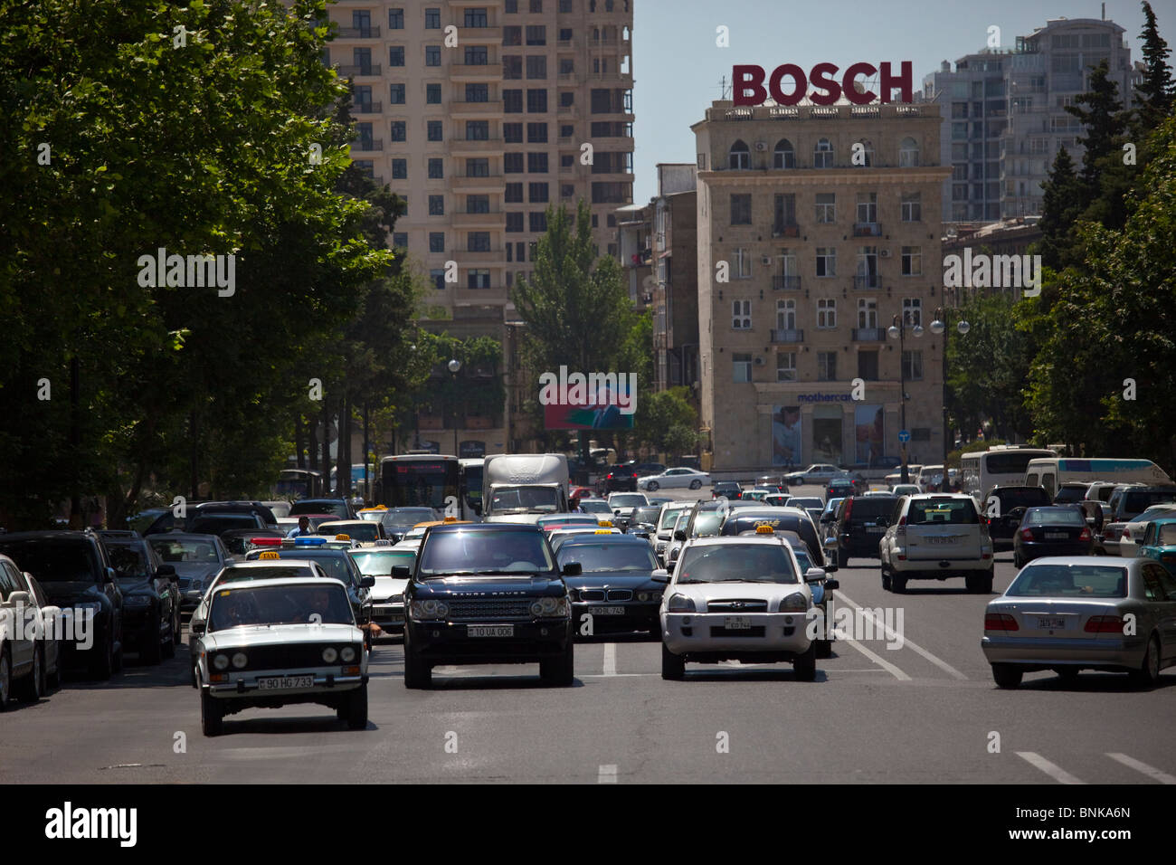 Street traffic, Baku, Azerbaijan Stock Photo