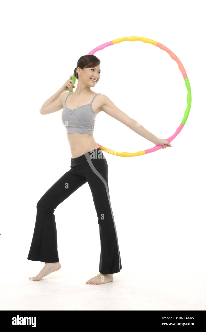 Woman With Hula Hoop Stock Photo Alamy