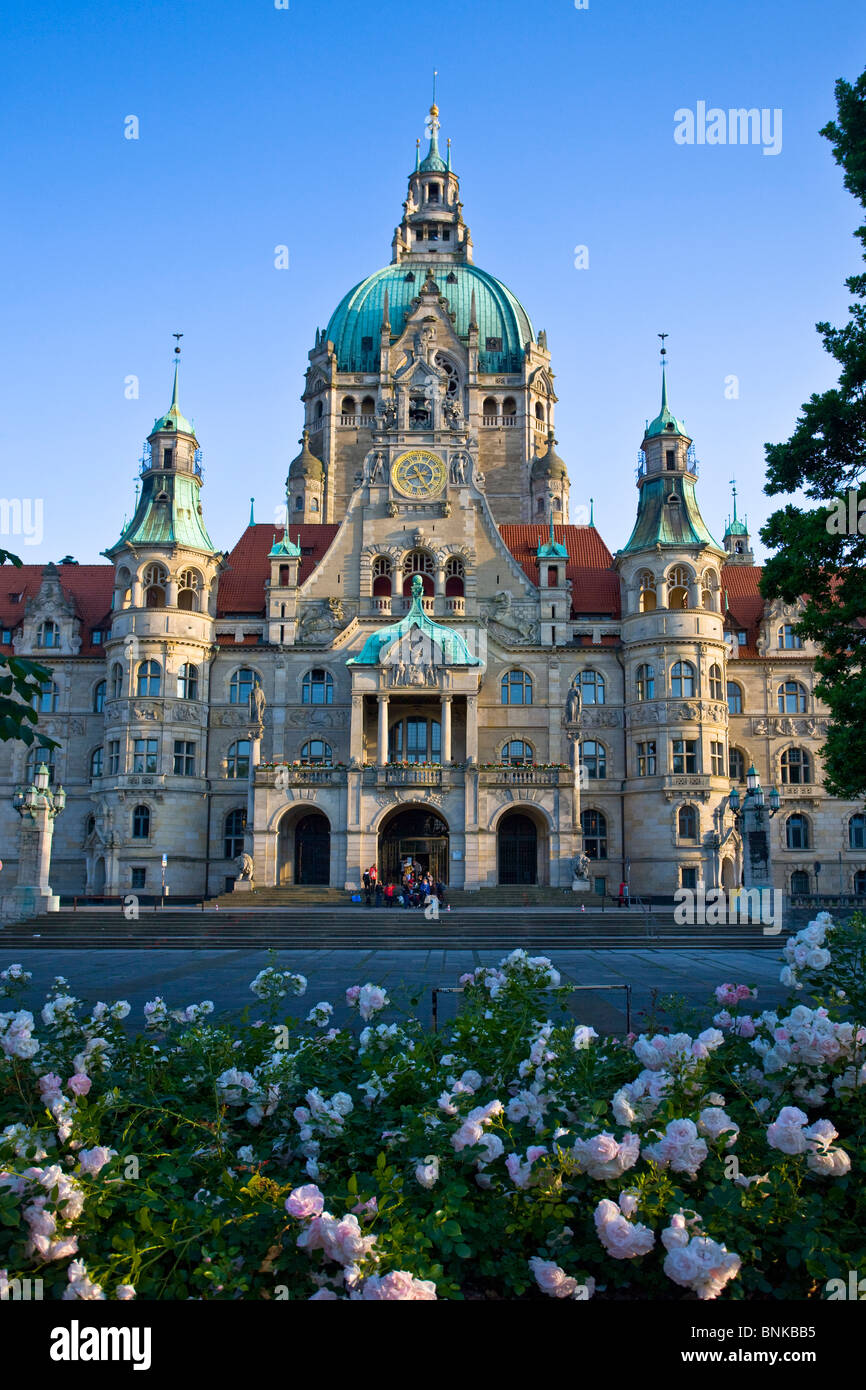 Germany Lower Saxony Hannover new city hall building construction facade traveling tourism holidays vacation Stock Photo