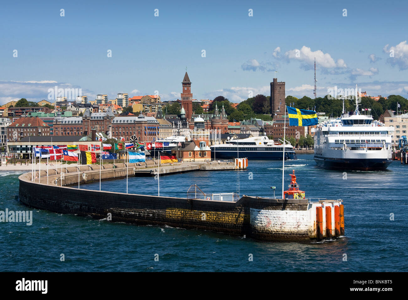 Sweden Helsingborg town city beach seashore building ...