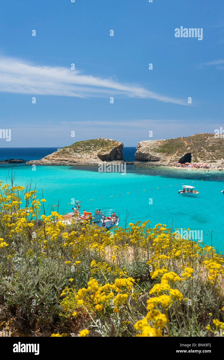 Malta Comino Iceland Cominotto Blue Lagoon coast seashore sea coasts