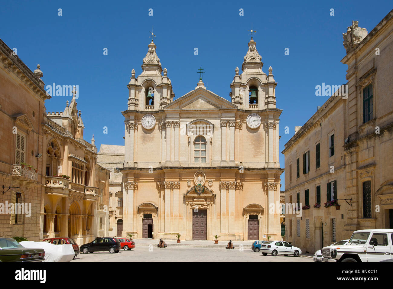 Malta Mdina cathedral church churches architecture architecture building buildings buildings constructions religion Stock Photo