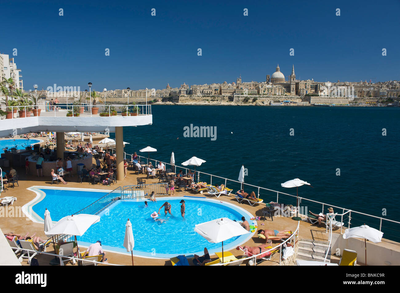 Malta hotel pool hotel swimming-pool pool arrangement pool pools swimming pool swimming pools hotel hotels hotel arrangement Stock Photo