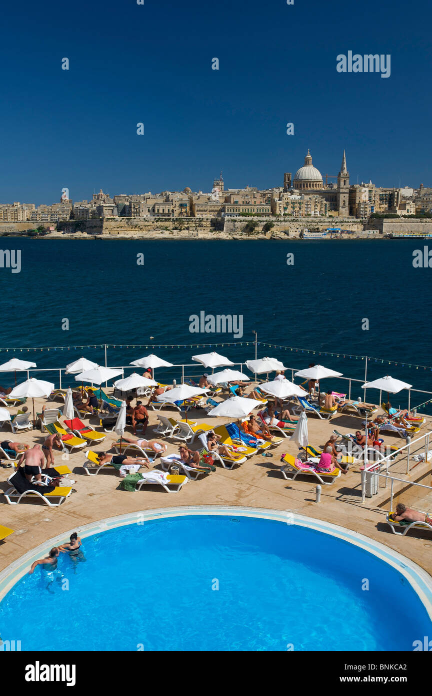 Malta hotel pool hotel swimming-pool pool arrangement pool pools swimming pool swimming pools hotel hotels hotel arrangement Stock Photo