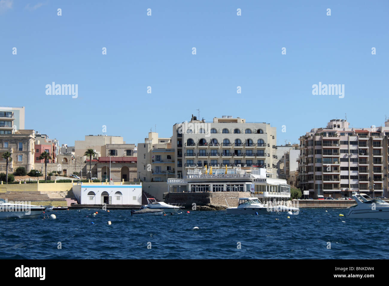 Gillieru Harbour Hotel, St Paul's, Buġibba, St Paul's Bay, north Malta, Mediterranean, Europe Stock Photo