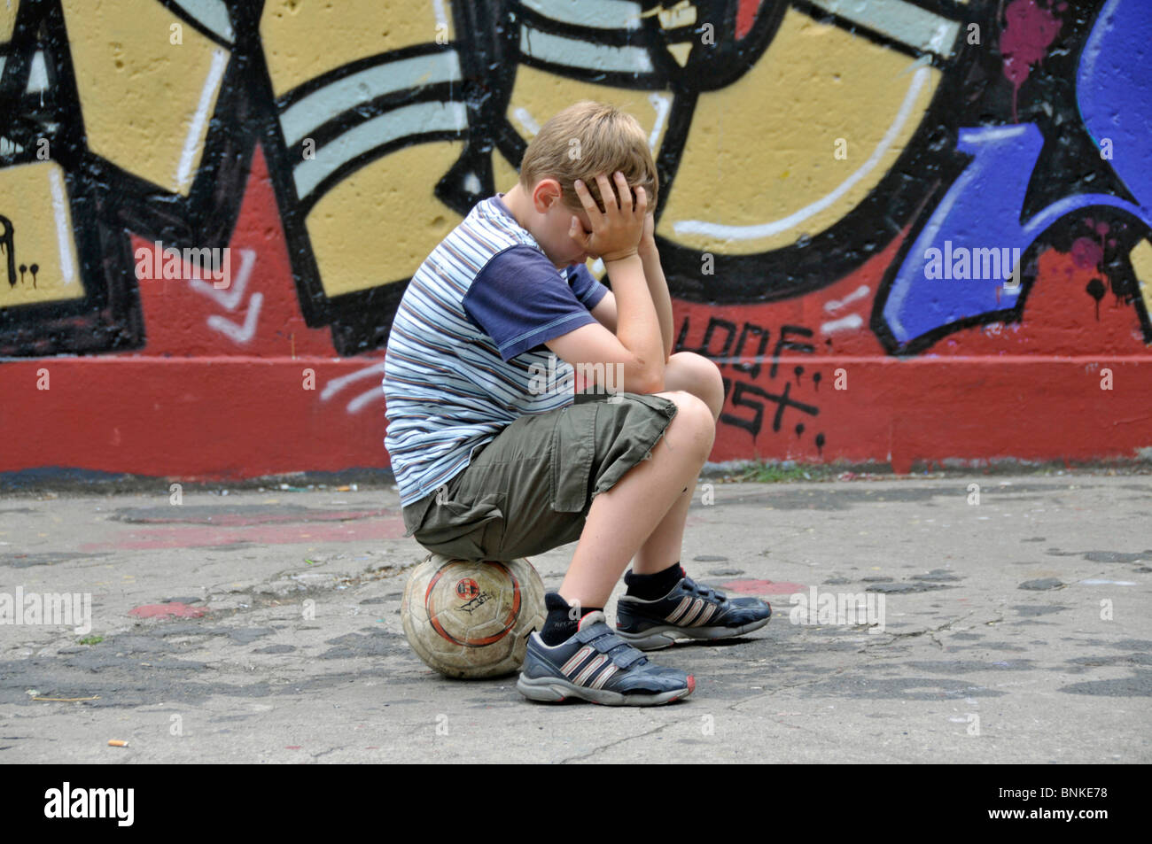 Europe Germany North Rhine-Westphalia Cologne place Bolz person person child boy boy manly frustrates sadly unhappily unluckily Stock Photo