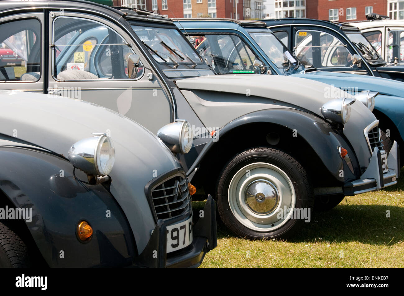 A display of 2CVs at Cliftonville Classic Car Show Stock Photo