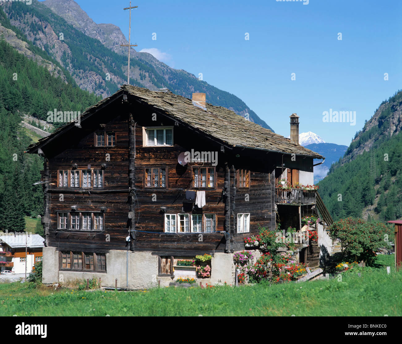 Switzerland Valais Saas Balen Valley Of Saas Living Life Timber House Stock Photo Alamy