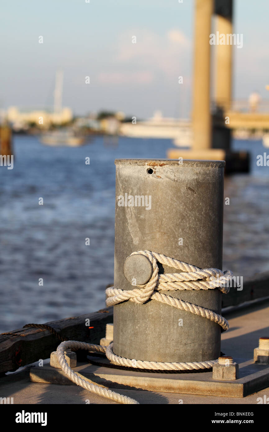 Metal post on the dock Stock Photo
