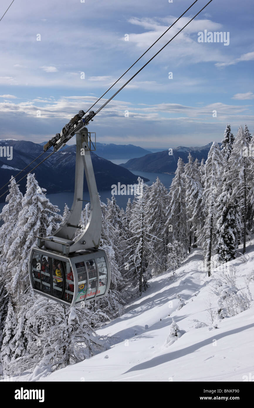 Switzerland mountain road transport means of transportation scenery winter winter sports mountain canton Ticino Ticino Stock Photo