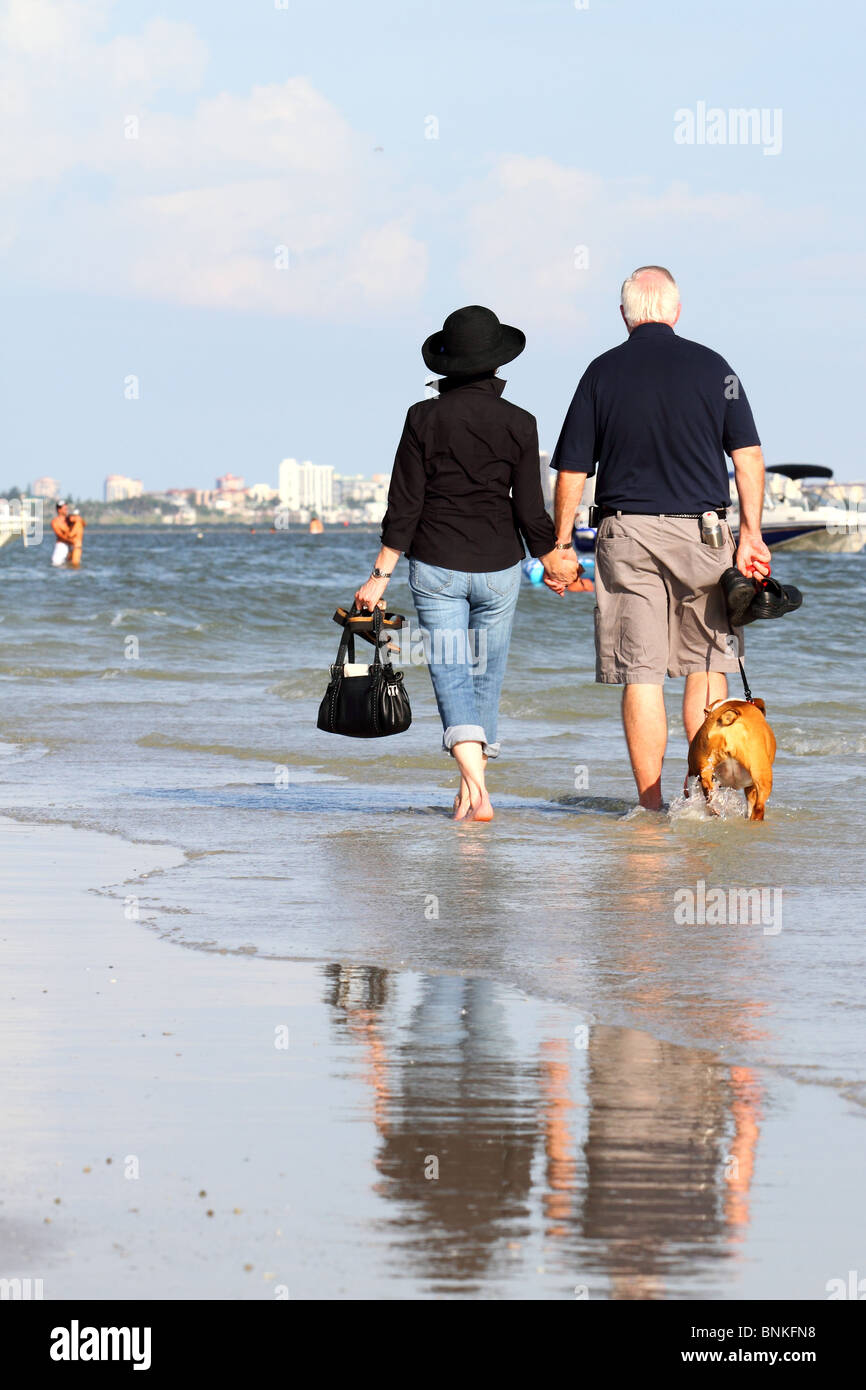 Happy elderly couple enjoying their retirement vacation Stock Photo