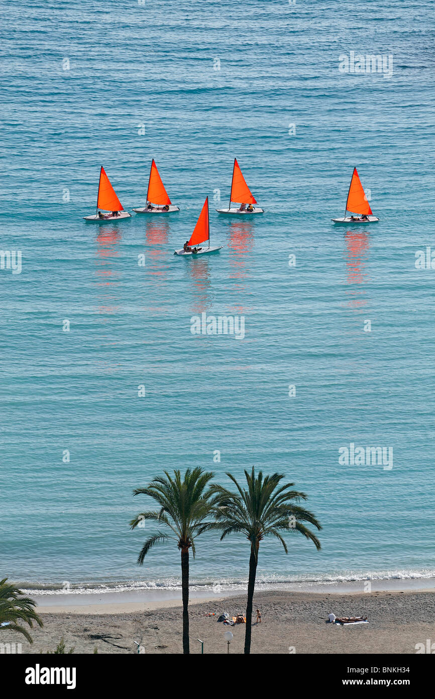 France nightmare Maritimes-Cote d'Azur MENTON Cote d'AZUR sail boats red concepts water graphically Stock Photo