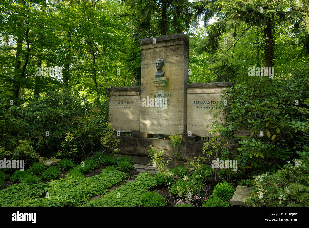 Tomb of Friedrich Wilhelm Murnau, silent film director, Suedwestkirchhof Stahnsdorf cemetery, near Berlin, Brandenburg, Germany. Stock Photo