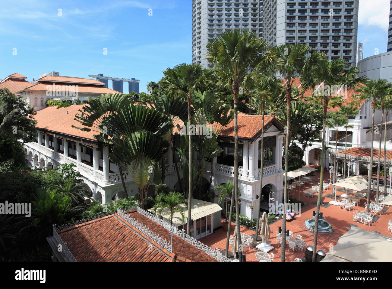 Singapore, Raffles Hotel courtyard, Stock Photo