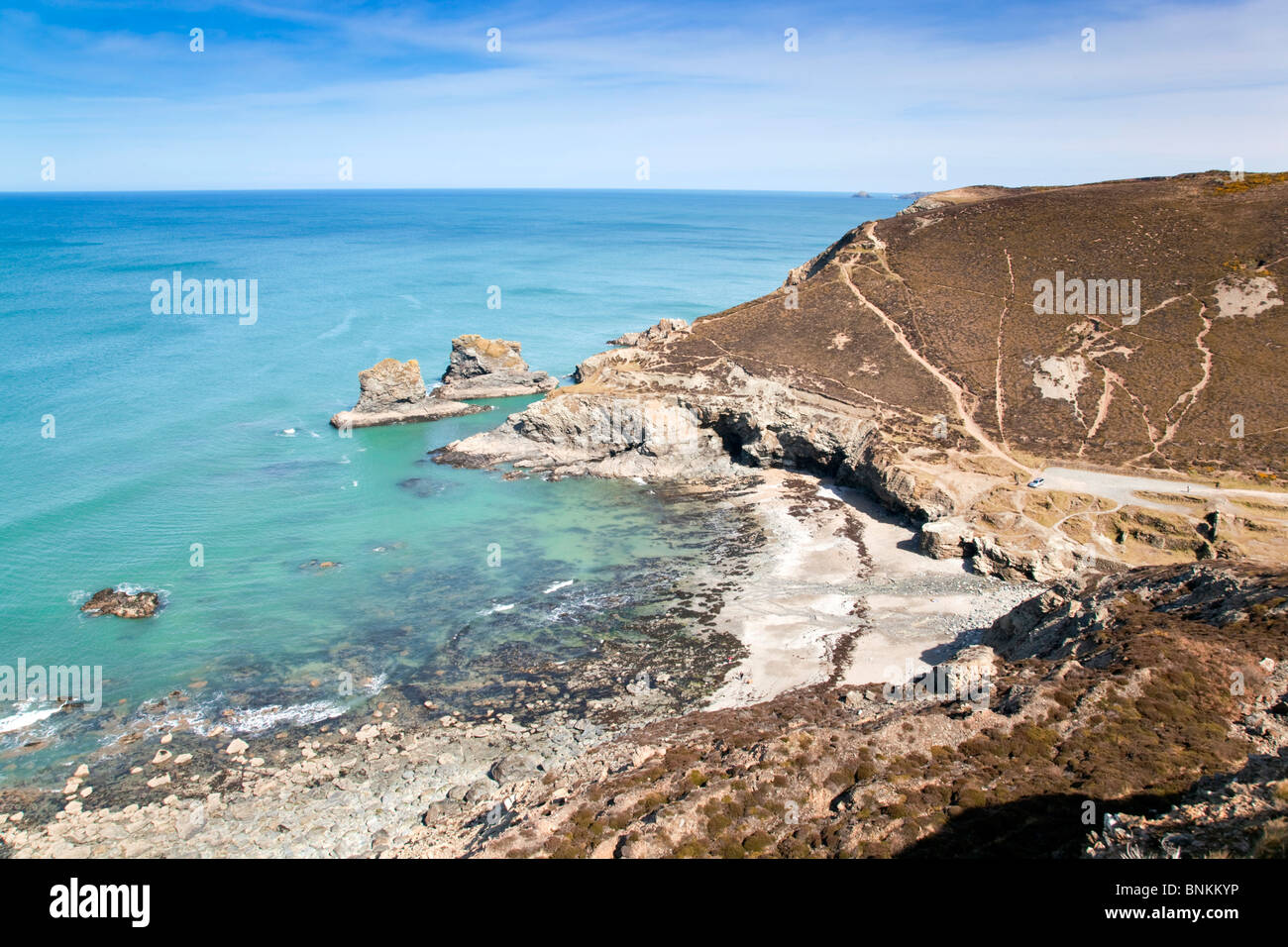 Trevellas Porth; near St Agnes; Cornwall Stock Photo