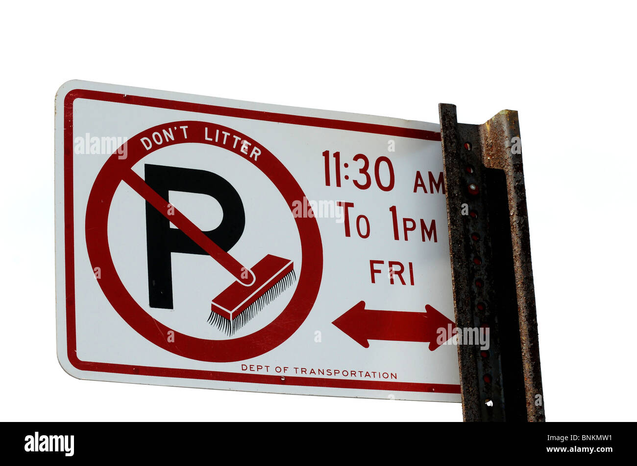 no parking sign used to restrict parking during street cleaning in nyc ny usa Stock Photo