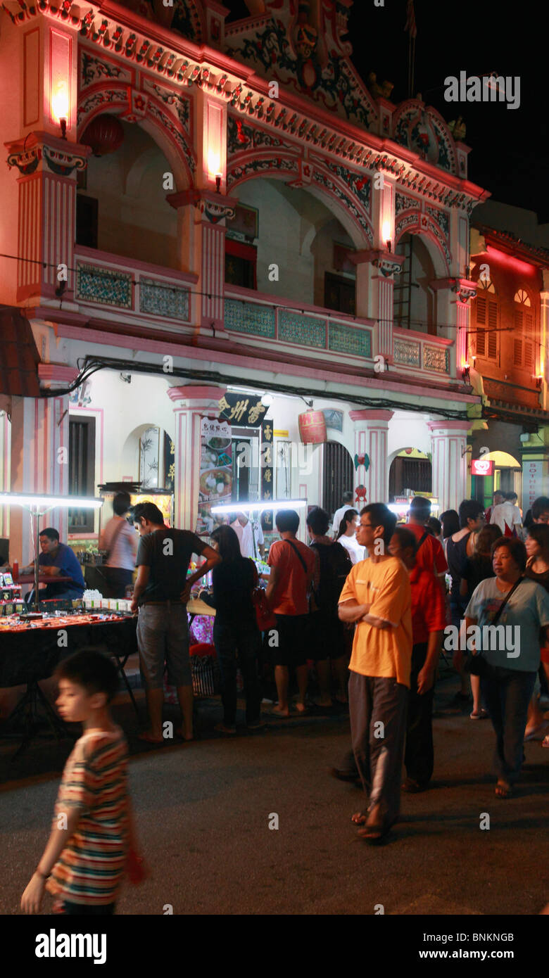 Malaysia, Melaka, Malacca, night market, street scene, people, Stock Photo