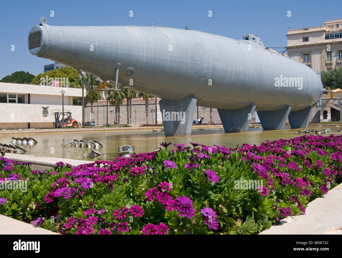 The Peral Submarine invented by Isaac Peral (born in Cartagena) which is mounted on the waterfront Cartagena, Murcia , Spain Stock Photo