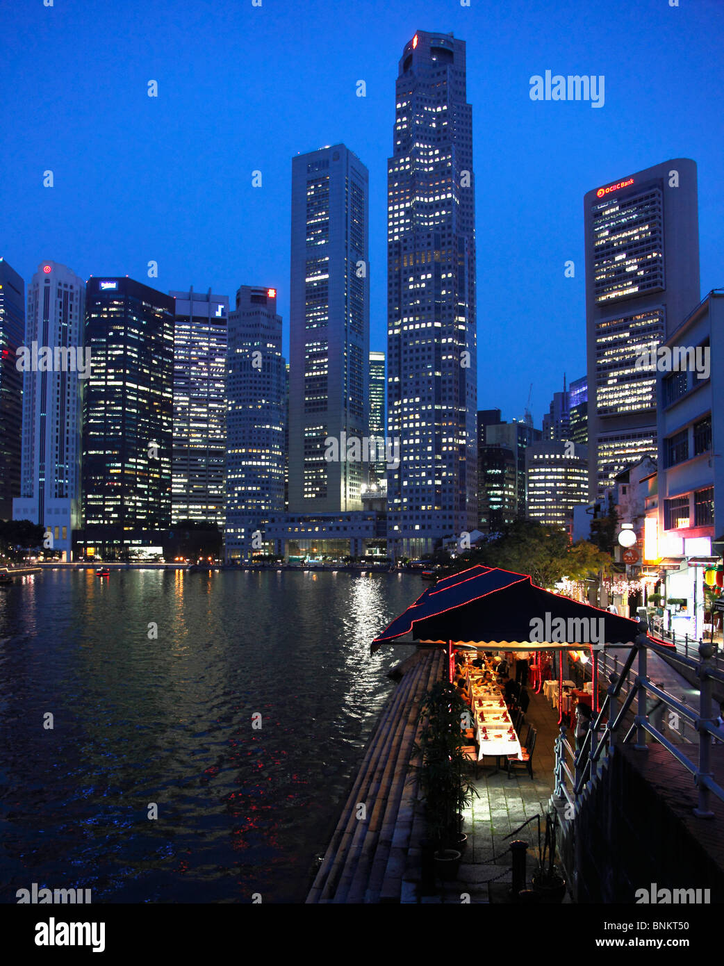 Singapore, Central Business District, Boat Quay, Singapore River Stock