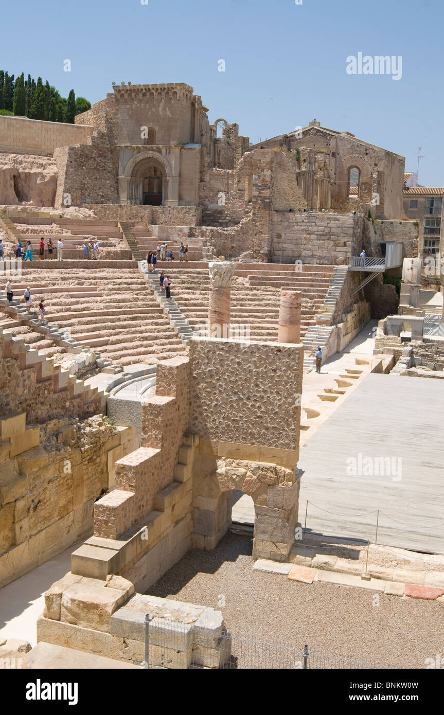 The Roman Theatre of Carthago Nova and Cathedral ruins of Cartagena in ...
