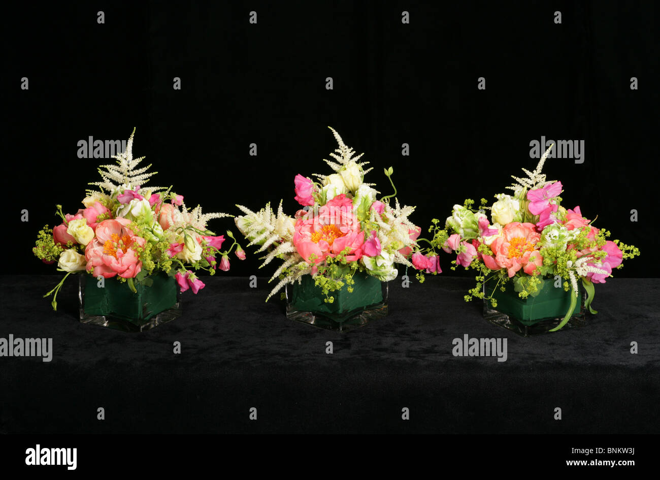 pink orange flower arrangement Stock Photo Alamy