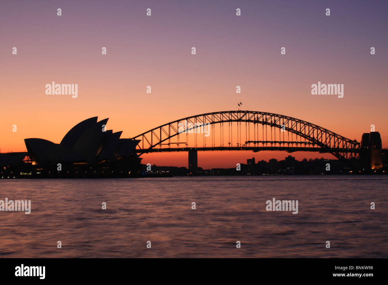 Sydney Harbour bridge at sunset Stock Photo