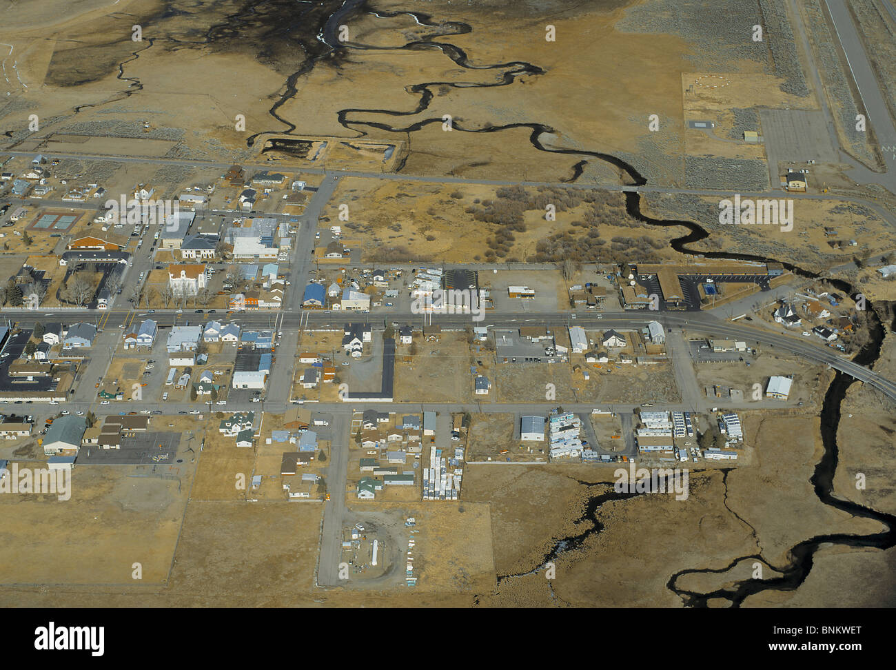 aerial view above Bridgeport Mono county California Stock Photo