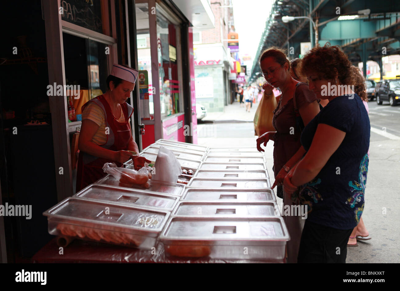 women selling pastries on Brighton Beach, NY Stock Photo